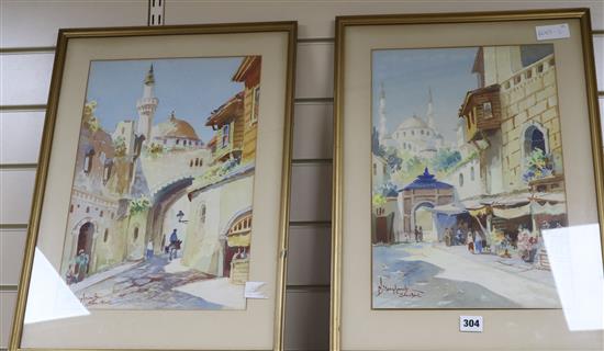 Early 20th, two watercolours, views of Istanbul 42 x 28cm.